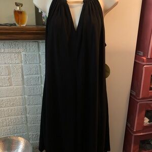 Emma & Michele Black Halter dress with gold chain neckpiece Size XL NWT